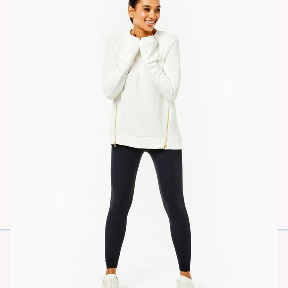 Addison Bat cream Sweater with Gold Zipper Accents everyday crewneck size L - Picture 1 of 16